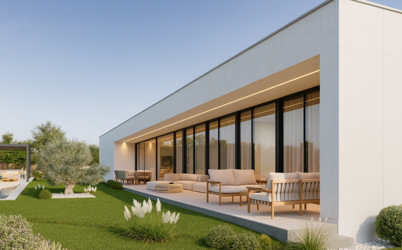 Casa de obra nueva en Cardedeu, 285 m² en una sola planta sobre parcela llana de 1.400 m², con eficiencia energética A, cocina Santos con isla, salón abierto al jardín, 4 habitaciones dobles, 3 baños de diseño, piscina de cloración salina, zona de barbacoa con pérgola y acabados de alta gama.