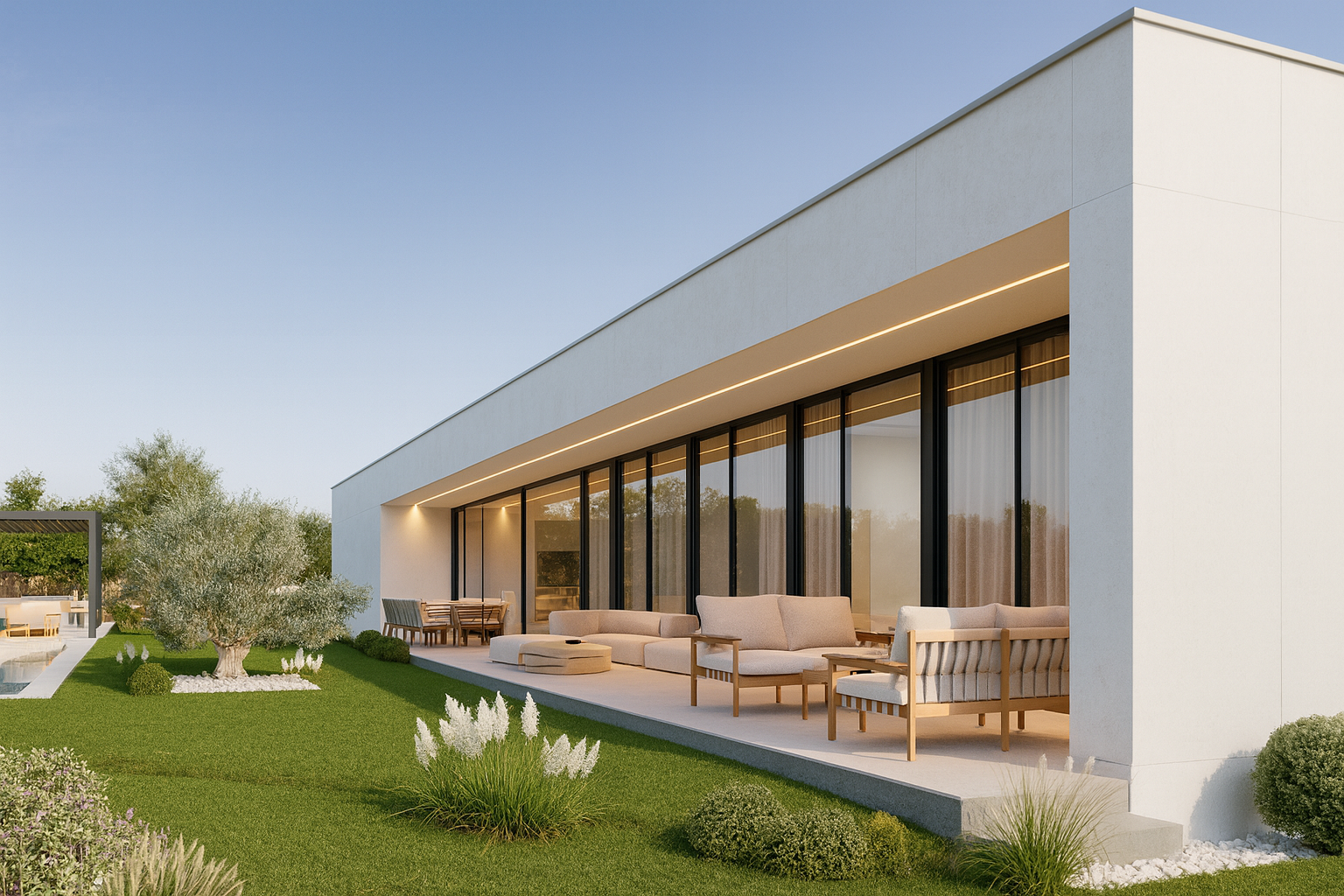 Casa de obra nueva en Cardedeu, 285 m² en una sola planta sobre parcela llana de 1.400 m², con eficiencia energética A, cocina Santos con isla, salón abierto al jardín, 4 habitaciones dobles, 3 baños de diseño, piscina de cloración salina, zona de barbacoa con pérgola y acabados de alta gama.