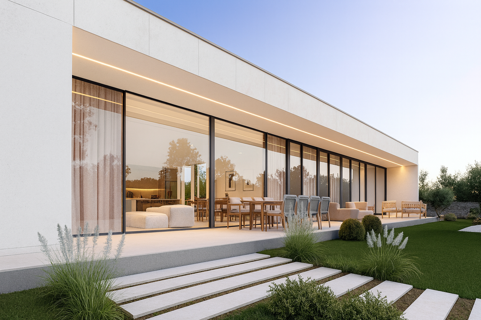 Casa de obra nueva en Cardedeu, 285 m² en una sola planta sobre parcela llana de 1.400 m², con eficiencia energética A, cocina Santos con isla, salón abierto al jardín, 4 habitaciones dobles, 3 baños de diseño, piscina de cloración salina, zona de barbacoa con pérgola y acabados de alta gama.