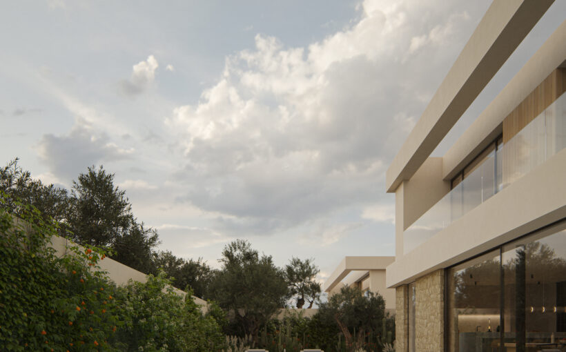 Viviendas unifamiliares de obra nueva AUREA VILLAGES en Premià de Mar, arquitectura contemporánea con jardín y piscina privada