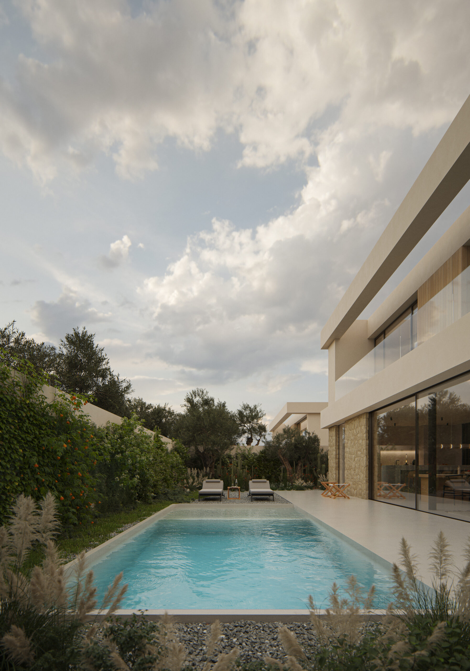 Viviendas unifamiliares de obra nueva AUREA VILLAGES en Premià de Mar, arquitectura contemporánea con jardín y piscina privada