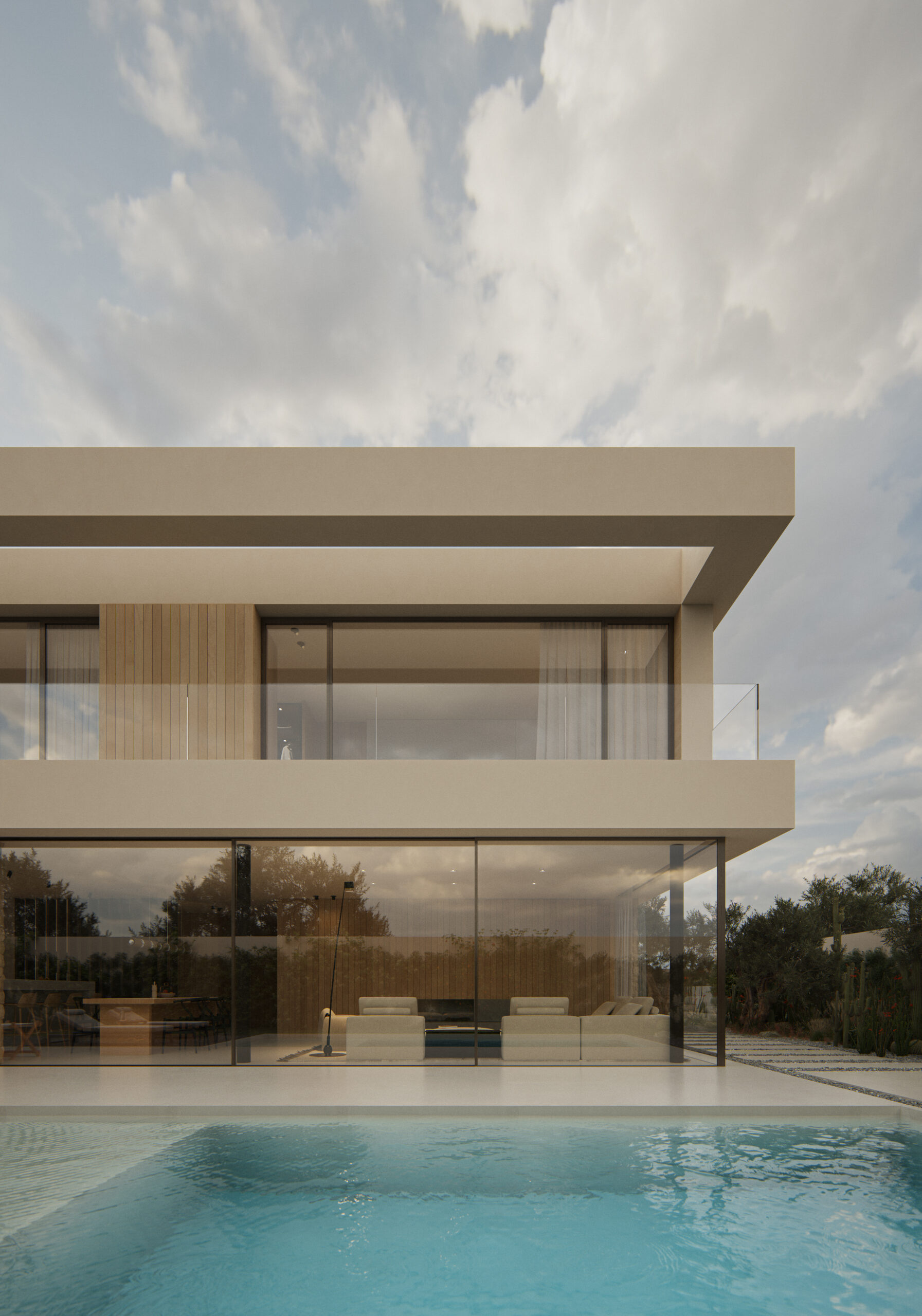 Viviendas unifamiliares de obra nueva AUREA VILLAGES en Premià de Mar, arquitectura contemporánea con jardín y piscina privada