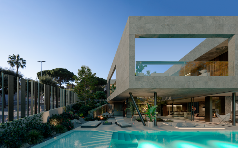 villa de lujo contemporánea en Teià con arquitectura minimalista y vistas al Mediterráneo