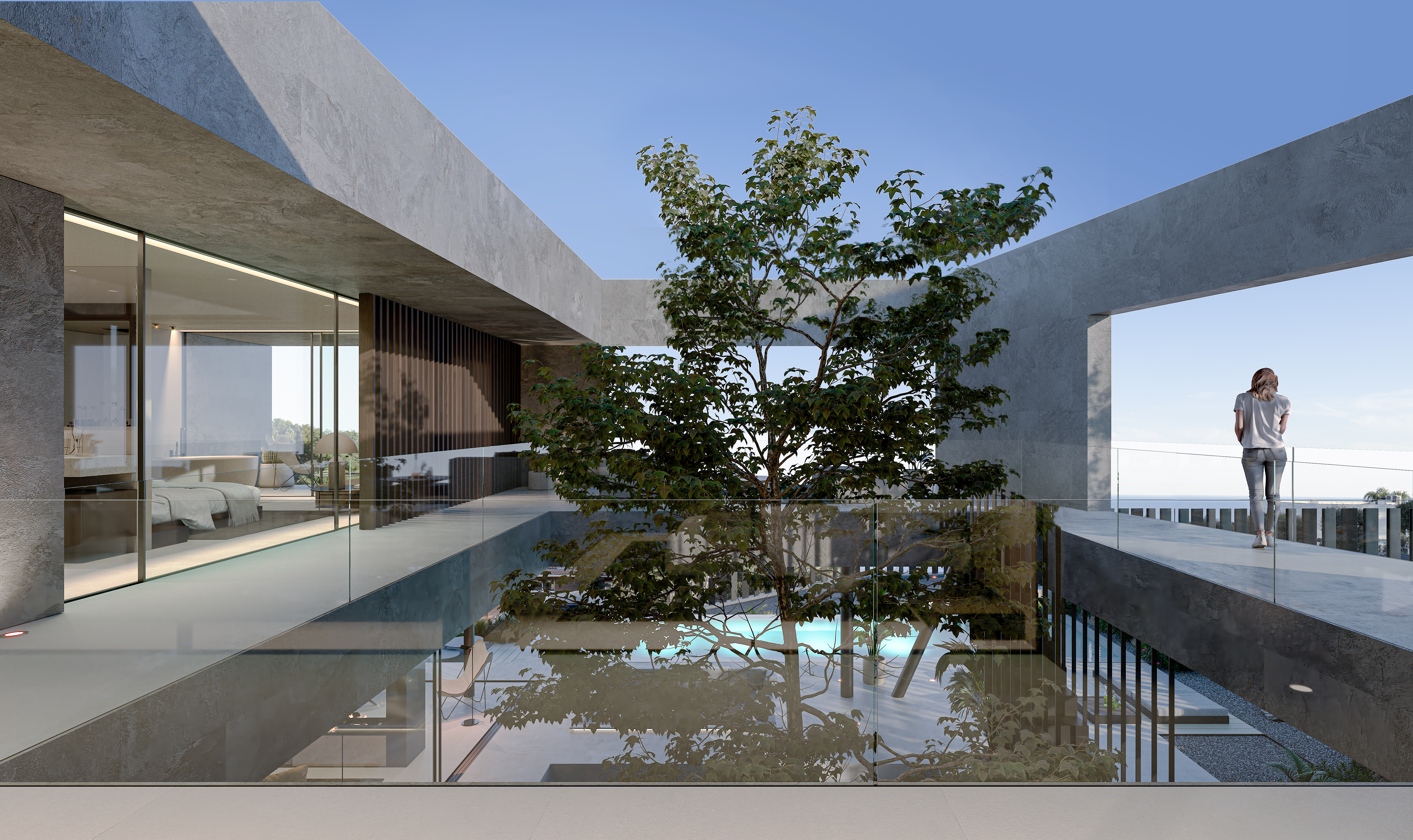 casa de lujo en el Maresme con volúmenes arquitectónicos modernos y fachada porcelánica