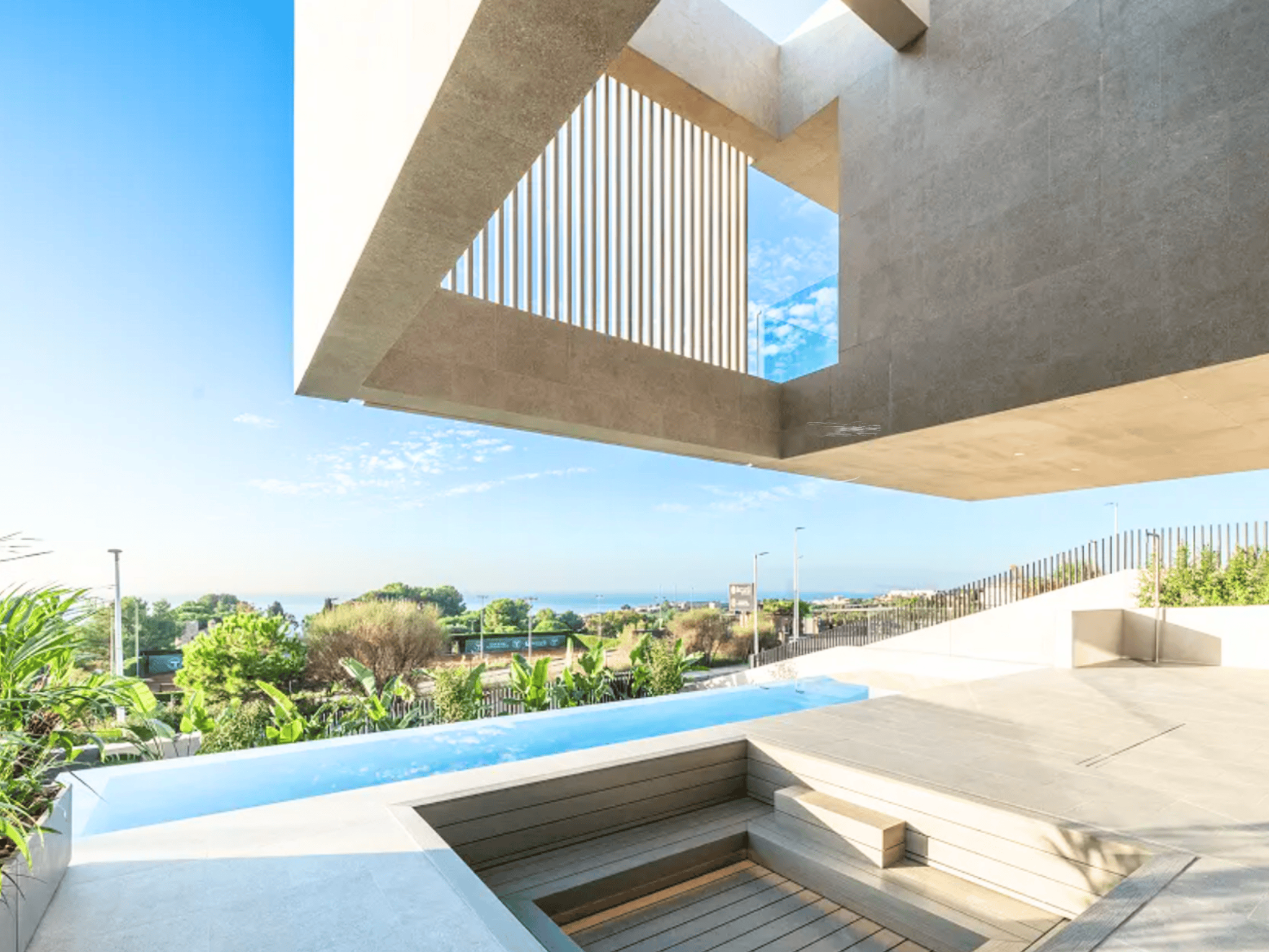 terraza con vistas al mar en villa de diseño en Teià