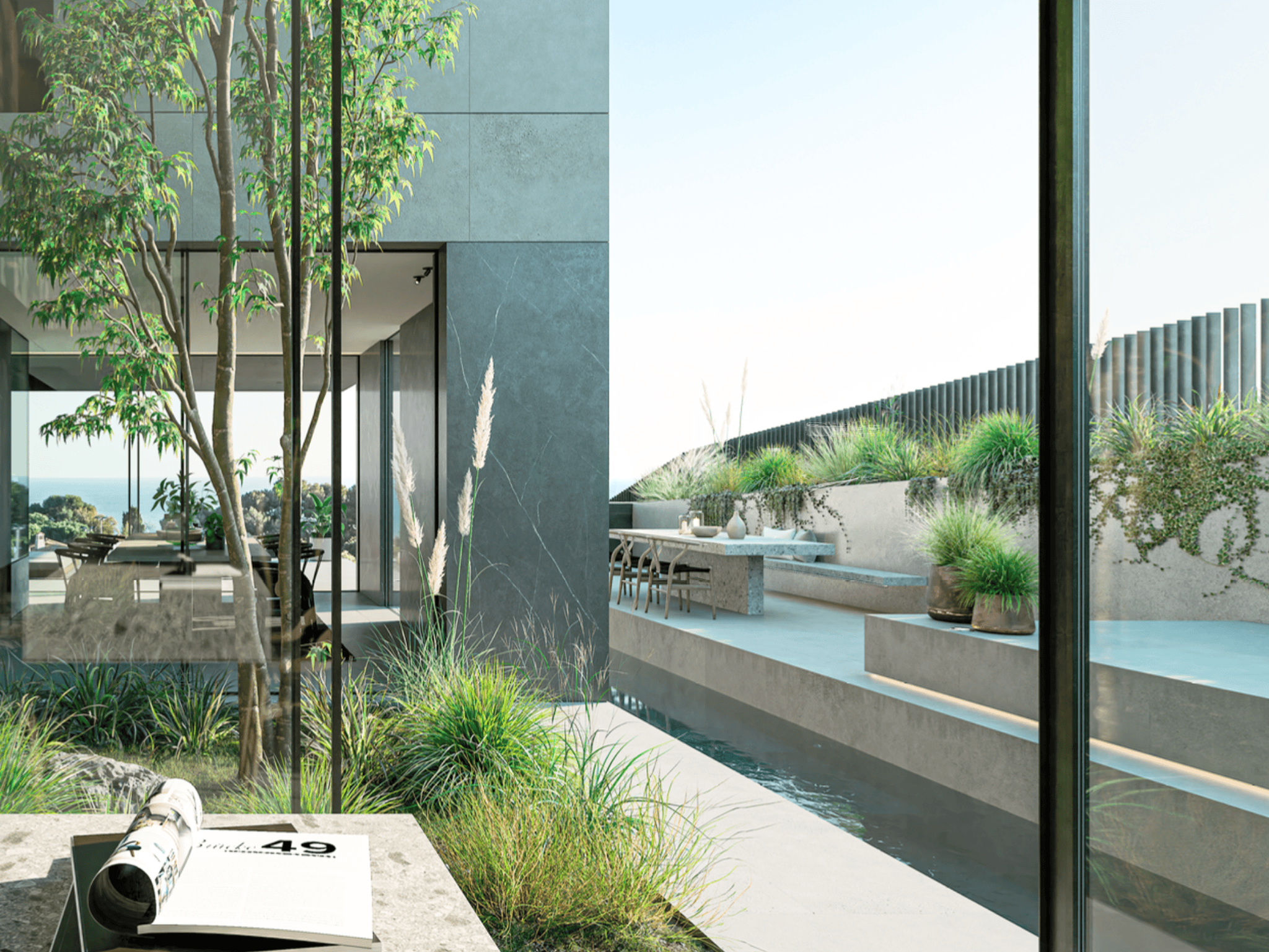 jardín mediterráneo en villa de lujo cerca de Barcelona